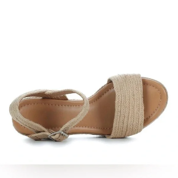 Straw raffia jute platform espadrille heeled sandal heels  side buckle open toe - Picture 7 of 7